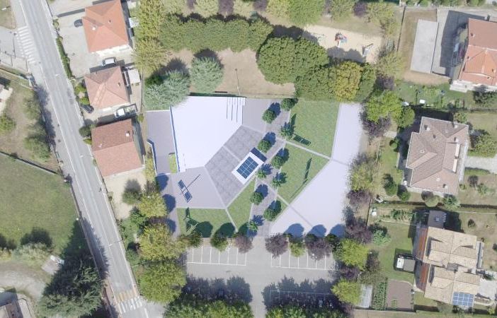 La vista dall'alto della nuova piazza Giretti, come pensata dall’architetto Clara