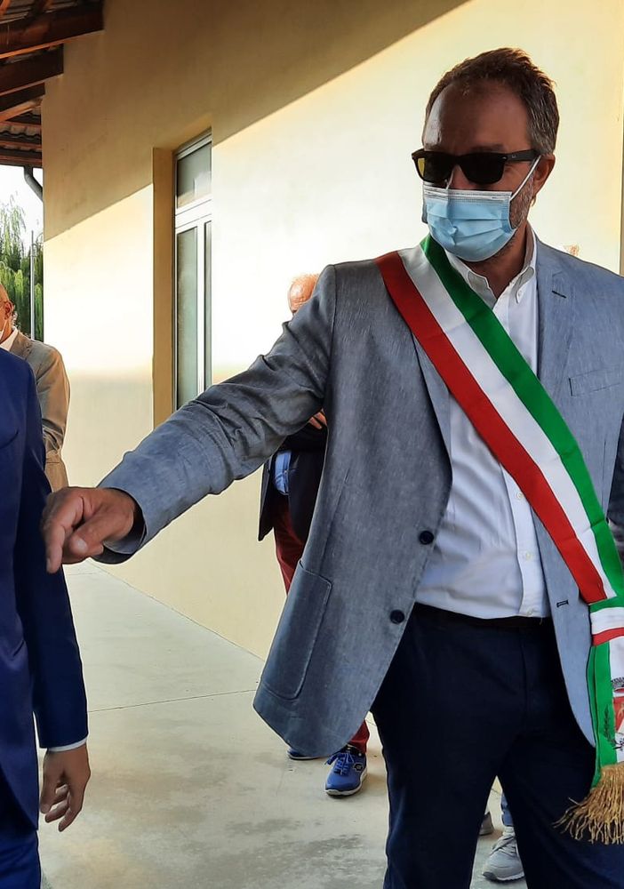 Campiglione Fenile Alberto Cirio presidente Regione Piemonte e Paolo Rossetto sindaco inaugurazione anno scolastico settembre 2020