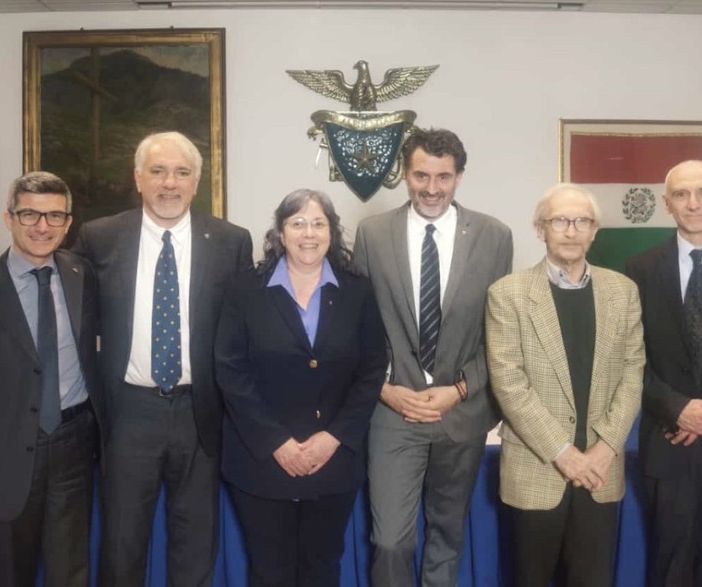 Il nuovo comitato direttivo centrale del Club Alpino Italiano. Da sinistra Benedetti, Colombo, Schena e Pellizon (Foto di Giancarlo Nardi)
