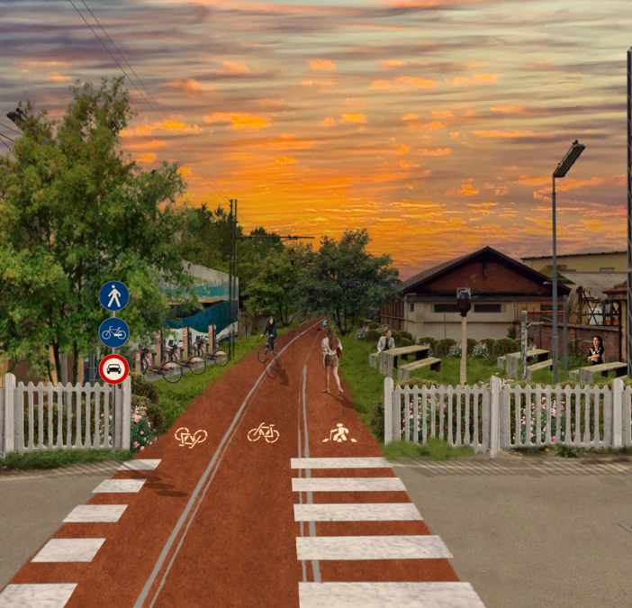 Un primo elaborato degli studenti che stanno progettando una greenway tra Pinerolo e Bricherasio