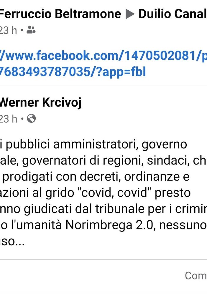 Il post che ha scatenato la polemica