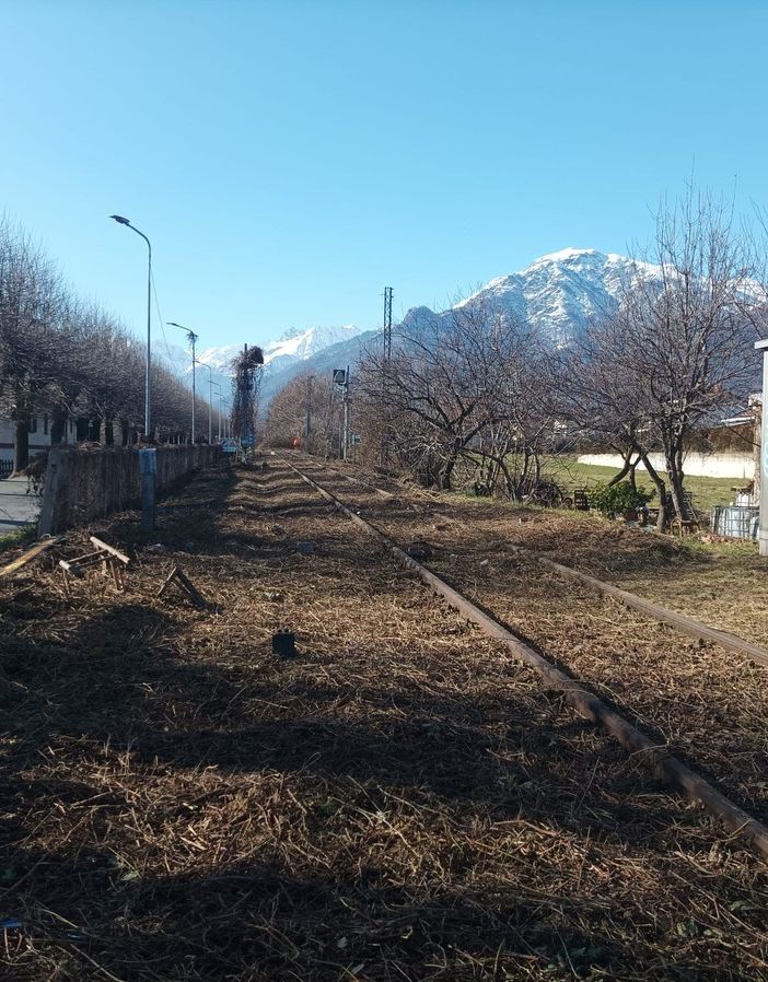 I binari ripuliti dalle erbacce a Luserna San Giovanni