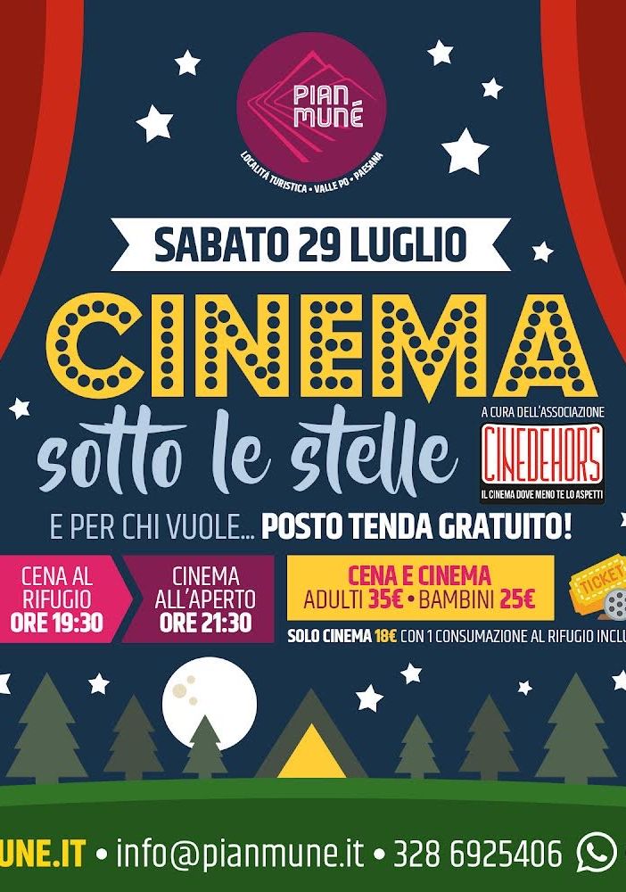 Cinema all'aperto e ‘tendata’ a Pian Munè di Paesana