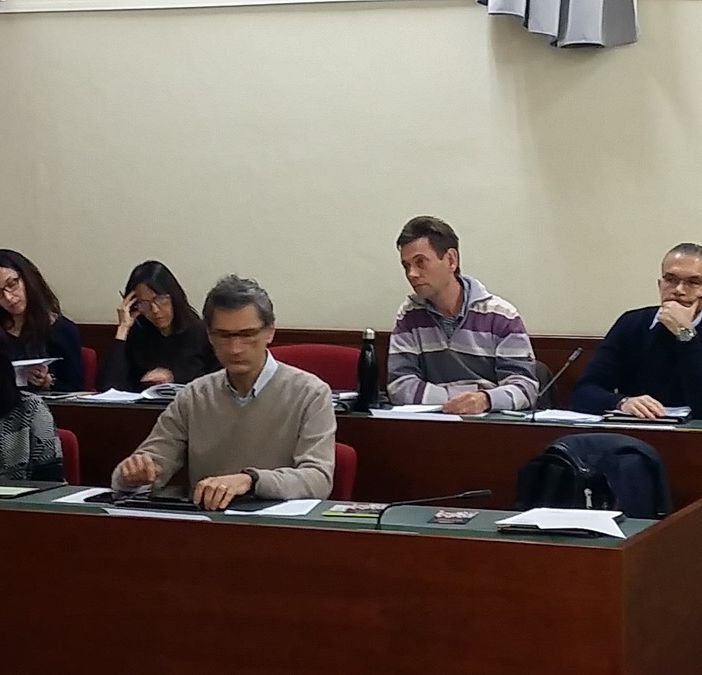 Il capogruppo Pittau, in alto a destra