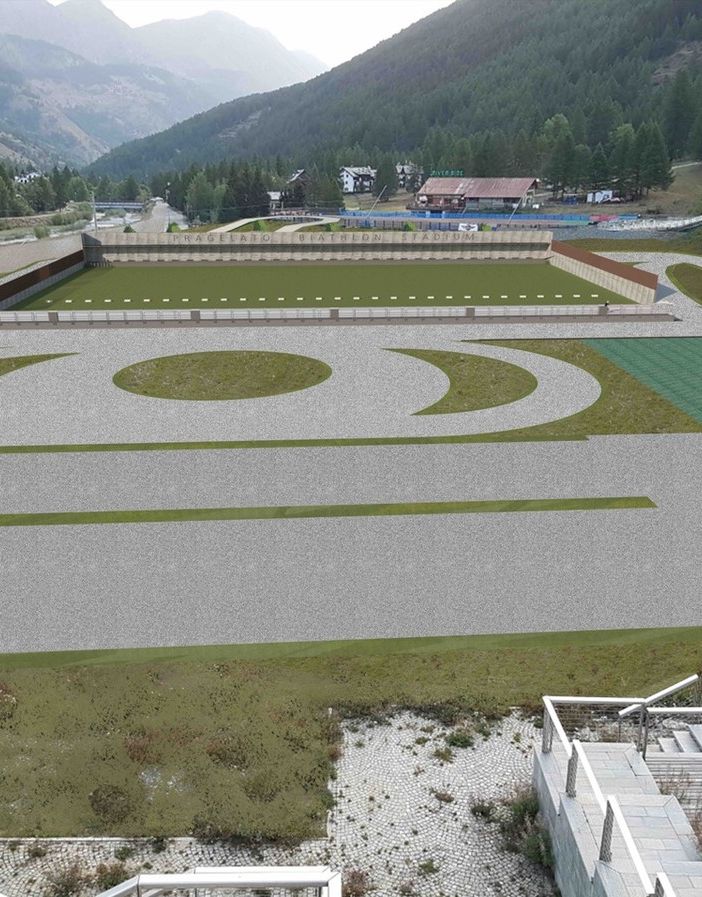 La rappresentazione grafica del nuovo stadio del biathlon e dello skiroll