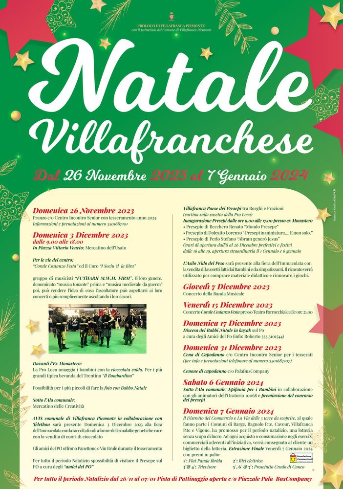 La fiera, le corali e le cornamuse aprono domenica il Natale Villafranchese