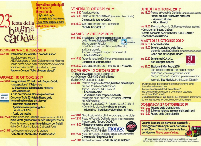 Da giovedì 10 ottobre si inizia con la Festa della Bagna Caöda a Faule