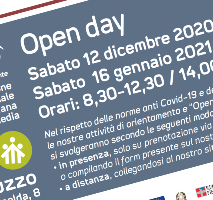 Il secondo Open Day della Cnos-Fap di Saluzzo si svolgerà sabato 16 gennaio e farà conoscere le offerte formative ai ragazzi/e in uscita dalla terza media, e consentire le iscrizioni agli adulti disoccupati