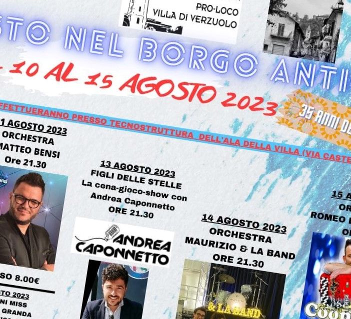 A Villa di Verzuolo, dal 10 al 15 agosto, serate gourmet, musica e divertimento