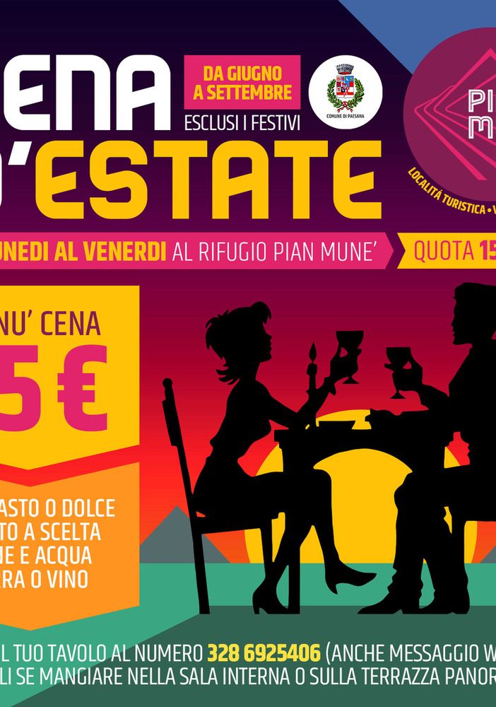 Pian Munè di Paesana: cena d'estate tutte le sere e Bric Lombatera nel week end