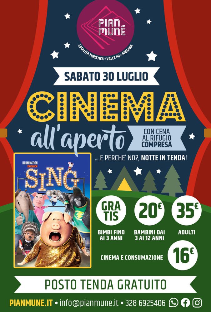 Cinema all’aperto sulle Musiche di Sing a Pian Munè di Paesana