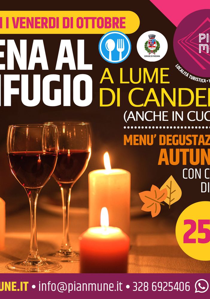 Pian Munè di Paesana: cena a lume di candela i venerdì di ottobre
