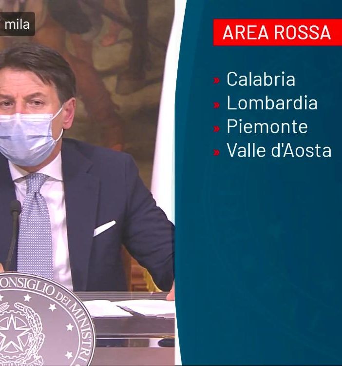 E' ufficiale: il Piemonte è in zona rossa, misure in vigore da venerdì. Servirà l'autocertificazione per uscire di casa