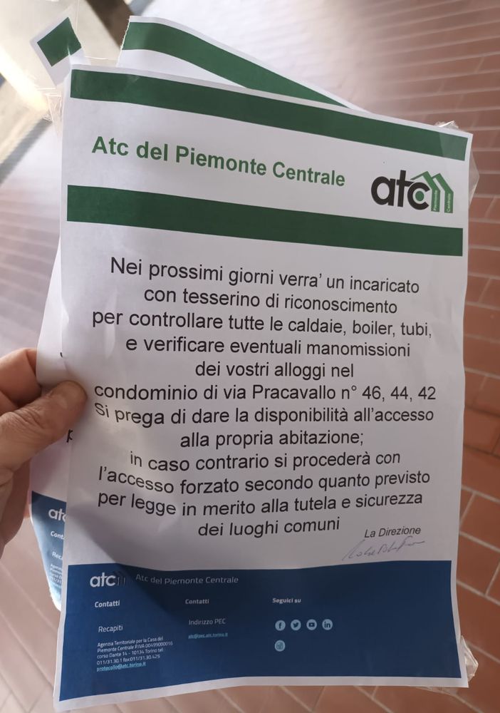 Falso avviso Atc a Nichelino