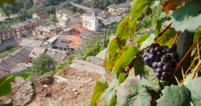 Comune di montagna ripreso dall'alto