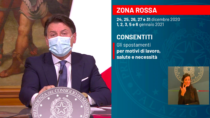 Il premier Conte, durante il discorso alla Nazione sul Decreto Legge natalizio Il premier Conte, durante il discorso alla Nazione sul Decreto Legge natalizio