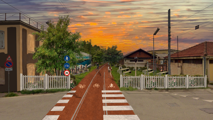 Un primo elaborato degli studenti che stanno progettando una greenway tra Pinerolo e Bricherasio