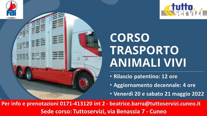 Iscriviti al corso "Conducenti trasporto animali vivi" Iscriviti al corso "Conducenti trasporto animali vivi"