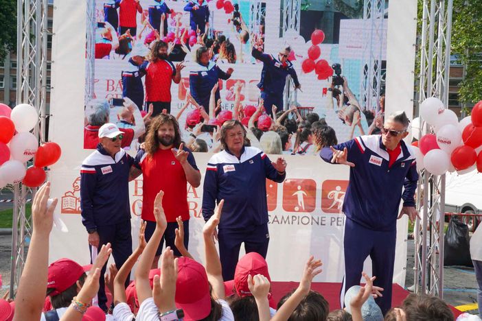 Da sinistra Ciccio Graziani, Martín Leandro Castrogiovanni, Adriano Panatta e Andrea Lucchetta