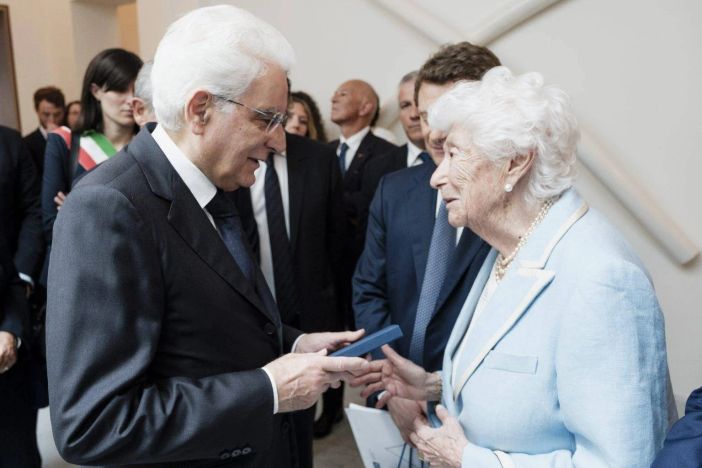 Il presidente Mattarella con Maria Sole Agnelli Il presidente Mattarella con Maria Sole Agnelli
