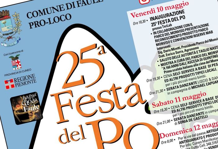 Da venerdì 10 a domenica 12 maggio è XXV Festa del Po a Faule