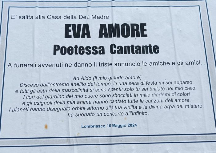 Il primo manifesto con una poesia di Eva Amore