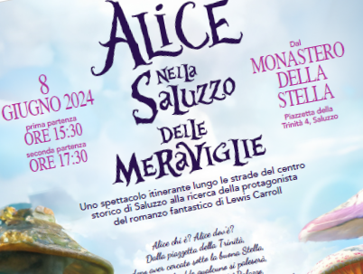 Sabato 8 giugno un meraviglioso, incantato spettacolo itinerante per bambini, e non solo, nel centro storico di Saluzzo Sabato 8 giugno un meraviglioso, incantato spettacolo itinerante per bambini, e non solo, nel centro storico di Saluzzo