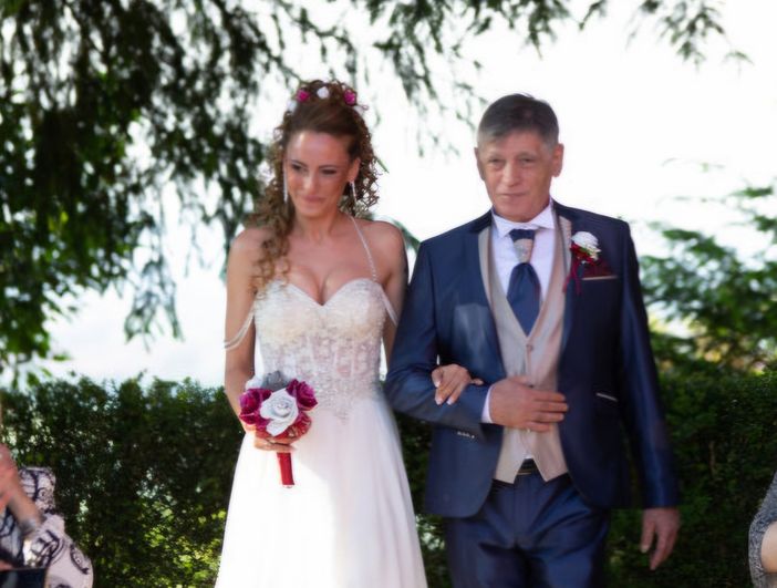 Biagio Vigna con la figlia Francesca nel giorno del suo matrimonio