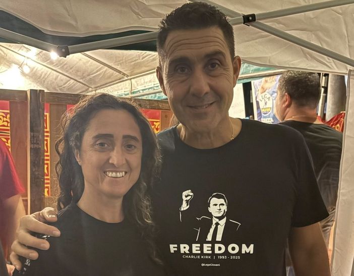 Ileana Ciancio con Roberto Vannacci a Pontida Ileana Ciancio con Roberto Vannacci a Pontida