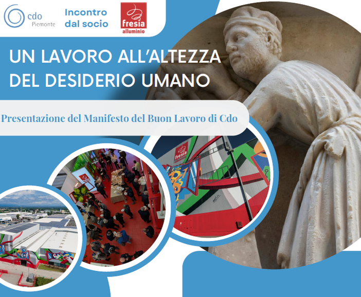 "Un lavoro all’altezza del desiderio umano": Cdo presenta il suo Manifesto a Volpiano con Francesco Seghezzi di Adapt ospite di Fresia Alluminio