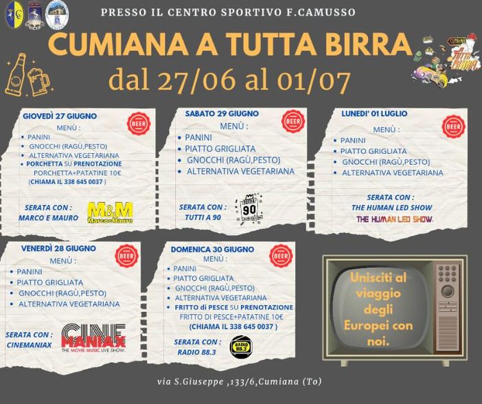 Da domani a Cumiana 5 giorni di festa a tutta birra