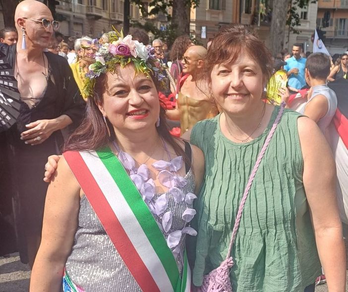 Da sinistra, Lia Bianco e Silvia Lorenzino al Pride di Torino