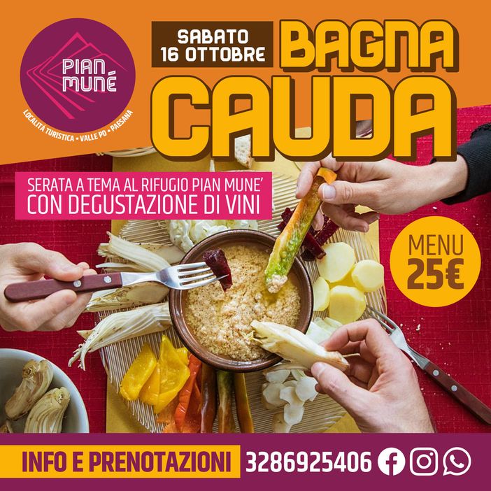 Serata a Tema, la bagna caöda regina della tavola a Pian Munè di Paesana Serata a Tema, la bagna caöda regina della tavola a Pian Munè di Paesana