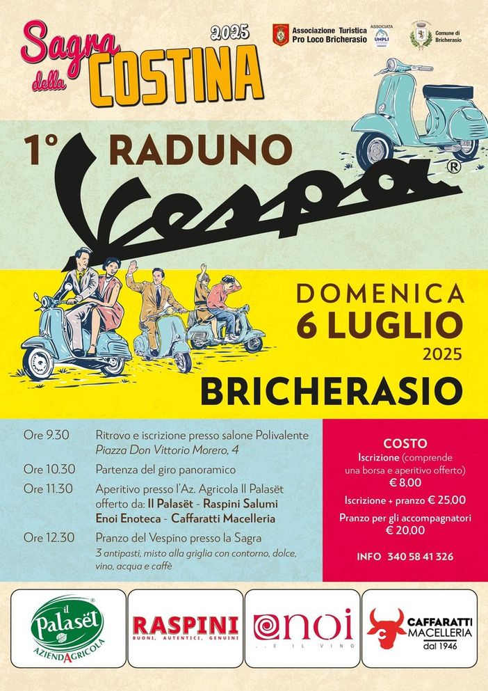 Bricherasio accende i motori: arriva il 1° Raduno Vespe alla Sagra della Costina Bricherasio accende i motori: arriva il 1° Raduno Vespe alla Sagra della Costina