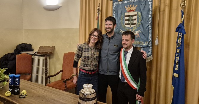 Vavassori con l'assessore Destefanis e il sindaco Salvai Vavassori con l'assessore Destefanis e il sindaco Salvai