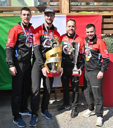 Il Team Retornaz campione italiano, da sinistra Arman, Mosaner, Retornaz e Gonin (foto di Diego Rizzolli)