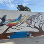 Il murale in fase di realizzazione