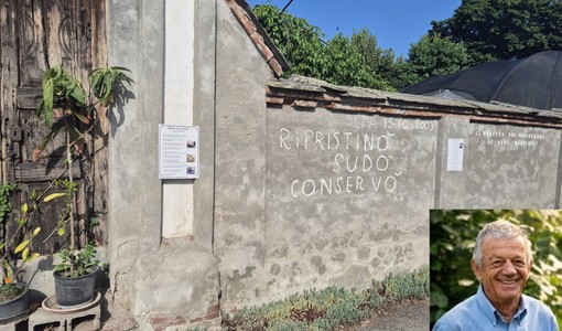 Antonio Candellero (nel riquadro) e il suo muro Antonio Candellero (nel riquadro) e il suo muro