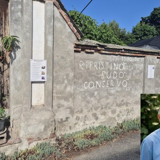 Antonio Candellero (nel riquadro) e il suo muro