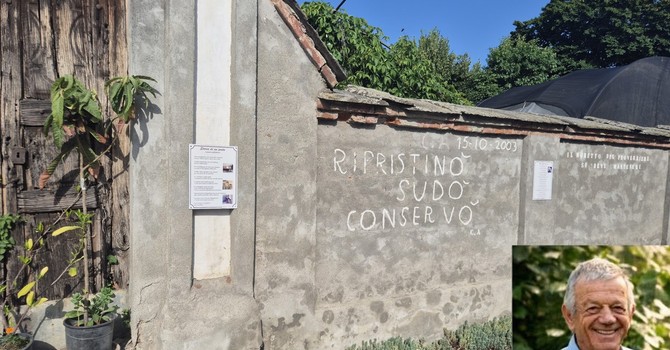 Antonio Candellero (nel riquadro) e il suo muro Antonio Candellero (nel riquadro) e il suo muro