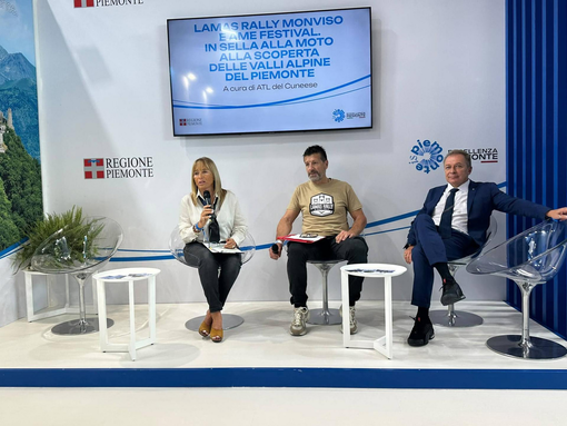 Nelle foto la partecipazione dell'ATL del Cuneese al TTG di Rimini 2026. Da sinistra Gabriella Giordano, presidente ATL; Manuel Podetti, titolare Adventure Moto Events; Paolo Bongioanni, assessore al Commercio, Agricoltura e Cibo, Turismo, Sport e Post-olimpico, Caccia e Pesca, Parchi della Regione Piemonte Nelle foto la partecipazione dell'ATL del Cuneese al TTG di Rimini 2026. Da sinistra Gabriella Giordano, presidente ATL; Manuel Podetti, titolare Adventure Moto Events; Paolo Bongioanni, assessore al Commercio, Agricoltura e Cibo, Turismo, Sport e Post-olimpico, Caccia e Pesca, Parchi della Regione Piemonte