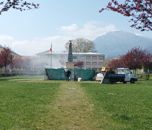 I lavori al Parco della Rimembranza lusernese