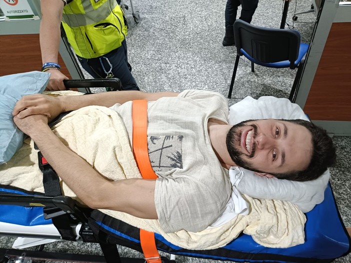 Mattia Vignolo all'arrivo a Milano