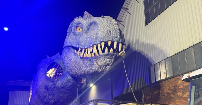 Il T-Rex curato nel capannone di Riva