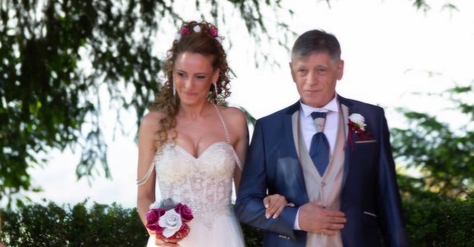 Biagio Vigna con la figlia Francesca nel giorno del suo matrimonio