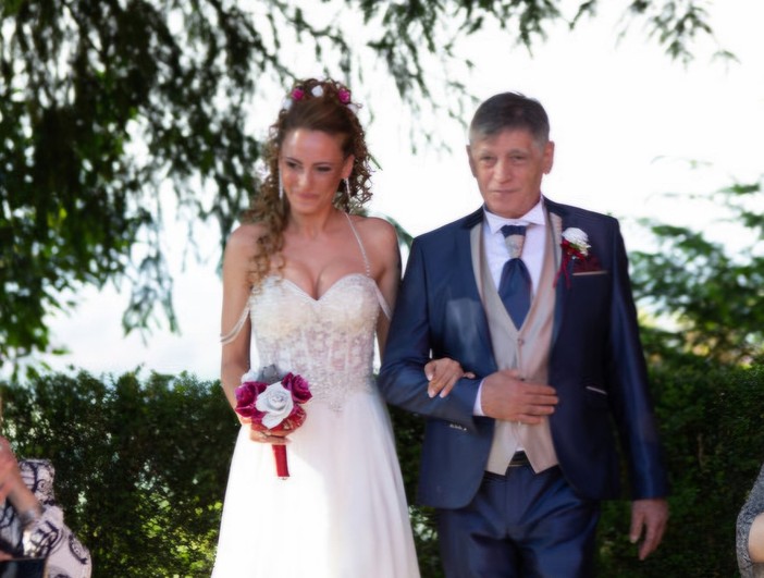 Biagio Vigna con la figlia Francesca nel giorno del suo matrimonio