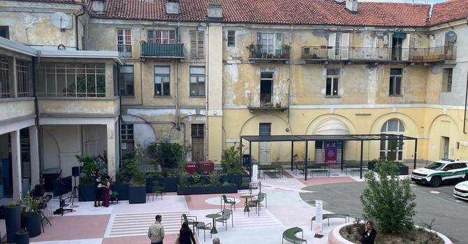 Il nuovo aspetto del cortile, visto dall’alto