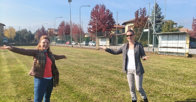 Da sinistra, Norcia e Proietti nel campo riaperto Da sinistra, Norcia e Proietti nel campo riaperto