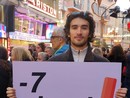 Fabio Rotondo davanti all'Ariston durante la campagna per il voto fuori sede