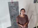 Thanchanok Belforte mentre allestisce la sua opera Thanchanok Belforte mentre allestisce la sua opera